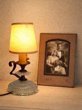 Vintage 1950s Pressed Glass Base Accent Lamp Home Decor Lighting